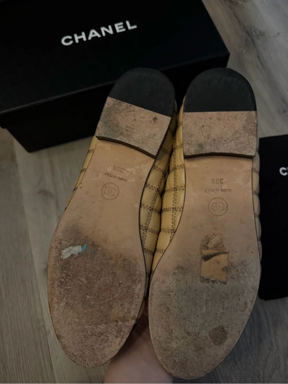 CHANEL Ballet Flat Beige & Black